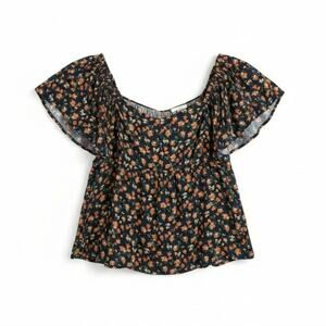 Old Navy Womens Short Sleeve Sweetheart Smocked Top Dark Ditsy Floral L Cottage